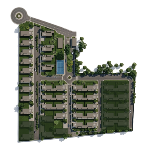 Master plan del residencial Garden con las 47 casas